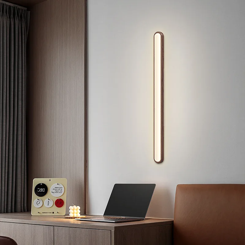 مصباح جداري طويل متوسط الحجم من خشب الجوز العتيق ياباني قديم ذو طابع واحد لغرفة المعيشة وخلفية غرفة النوم بجانب السرير بسيط #5