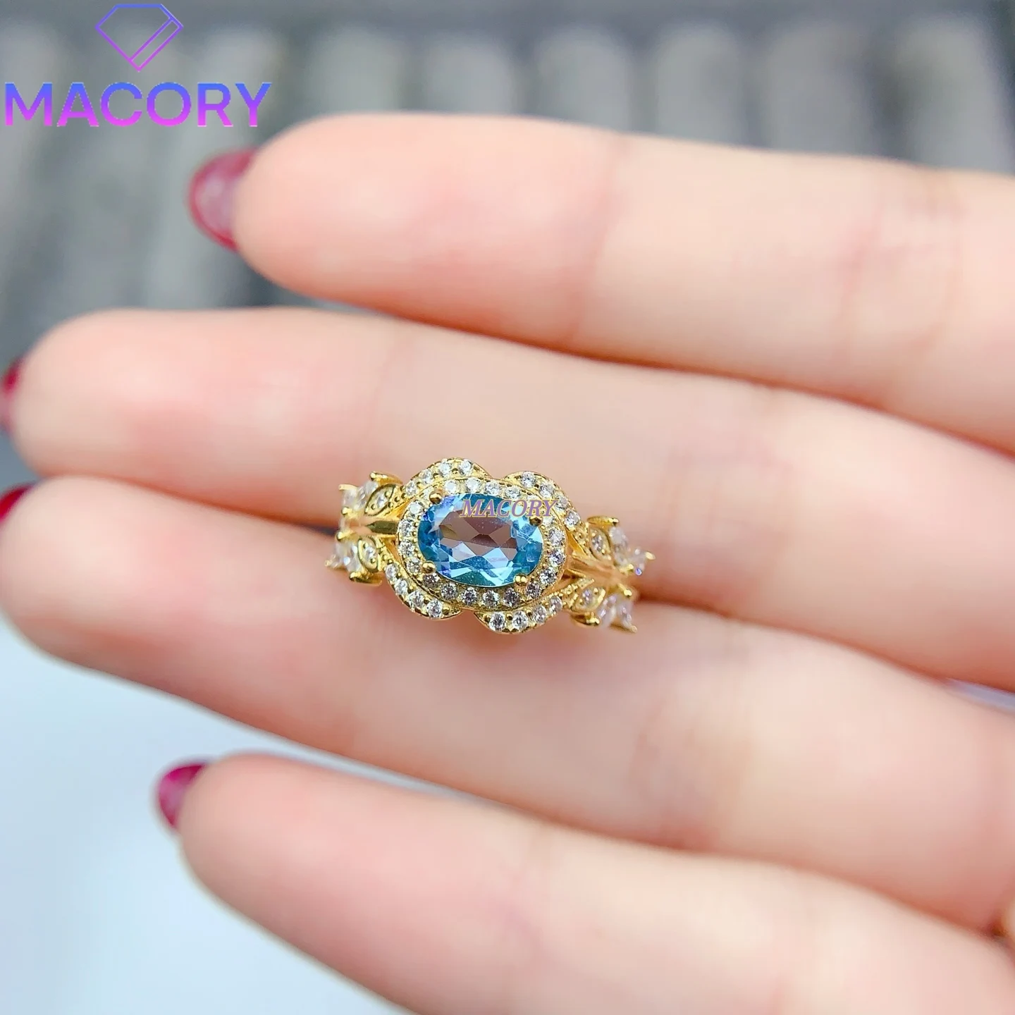 

Natural Topaz Ring for Women 925 Sterling Silver, High-Quality and Exquisite, Elegant Style, Comes with Certificate, New Arrival