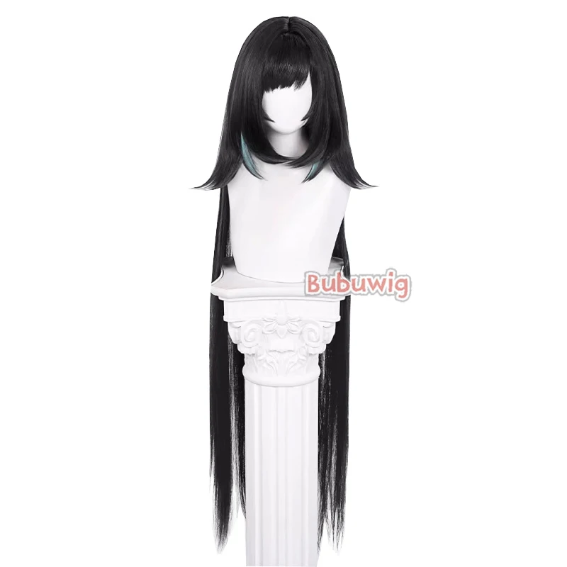 Bubuwig Synthetic Hair Lan Yan Cosplay Wigs Genshin Impact Lan Yan Role Play 120cm Long Black Mixed Green Cos Wig Heat Resistant