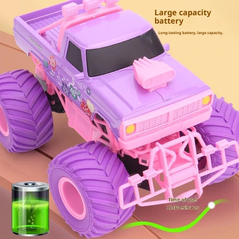 รถกระบะบังคับวิทยุสีชมพู - ของเล่นบังคับวิทยุแบบสตั๊นท์ พร้อมฟังก์ชั่นปีนป่ายและทนต่อการตกกระแทก เหมาะสำหรับเด็ก เป็นของขวัญคริสต์มาสที่ดีที่สุด