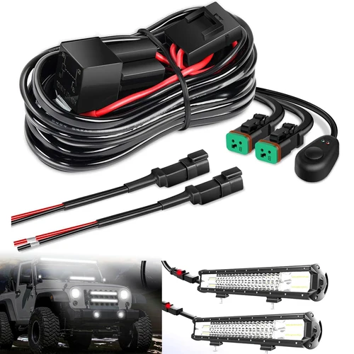 Imagen 1 del producto Kit de arnés de cableado DT de 2 núcleos, barras de luz LED, luces de conducción, arnés de cables LED todoterreno para camión, UTV, ATV