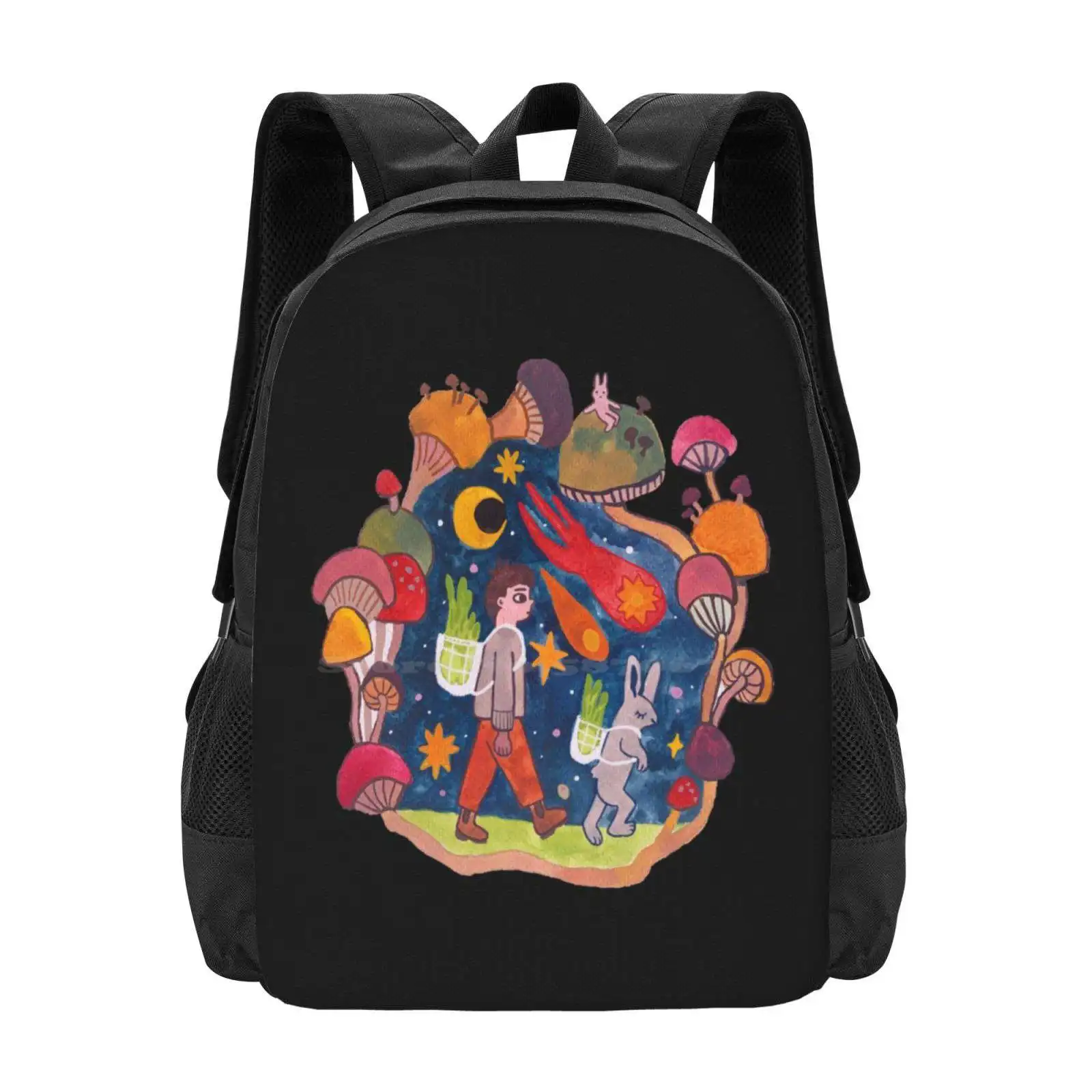 Lil Buddies On Their Mystical Nighttime Cabbage Journey Hot Sale Schoolbag Backpack Fashion Bags Bunny Mystical Space Journey