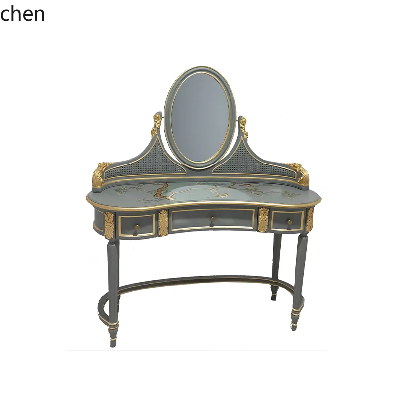 

HTT Sewei Chinese style hand-painted solid wood with drawn engraving dresser cloakroom master bedroom dressing table