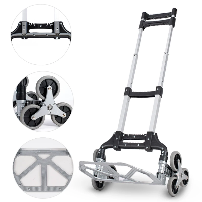 

Uni-Silent Portable Aluminum Folding Climbing Cart Hand Truck 6 Wheel Climbing Stairs Foldable Hand Trolley Push Cart FHT80-6S