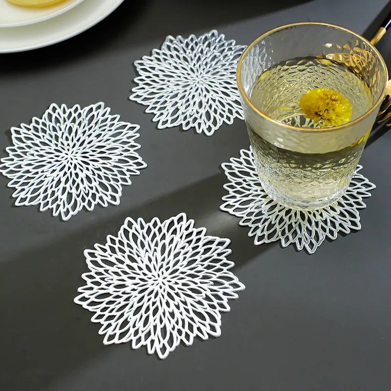 Anti-scald Heat Insulation PVC Coaster Lrregular Hollow Coasters Non-slip Heat-resistant Coasters Ideal For Room Decoration