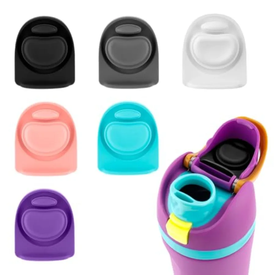 

6pcs Water Bottle Stopper for 6 Colors Silicone Bottle Mouthpiece Lid Piece Cover Seal Replacement Parts BPA Free Mouth Cap Pl
