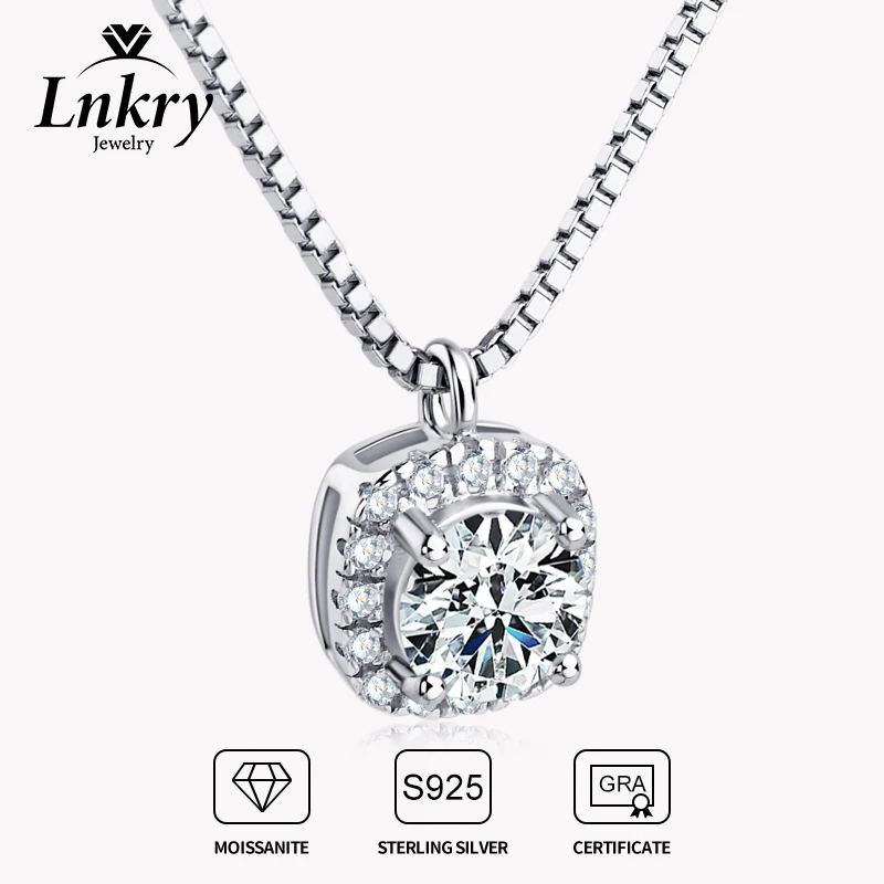 

Сертифицированное Lnkry GRA 5 мм 0,5 карата муассанит ожерелье из стерлингового серебра 925 пробы квадратный кулон ожерелье для женщин ювелирные изделия с сертификатом