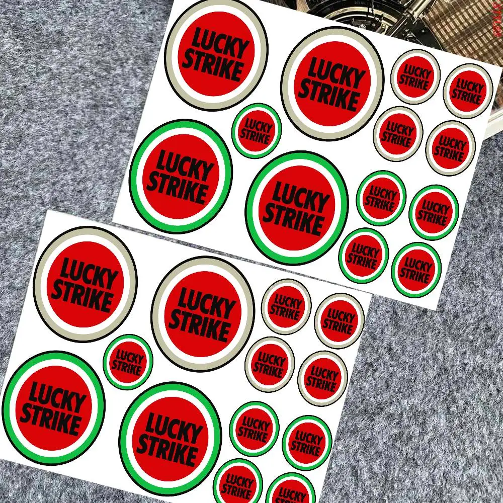 1Set Lucky Strike Waterproof Vinyl Decals, HD Print Badge For Motorcycle Helmet Racing Car