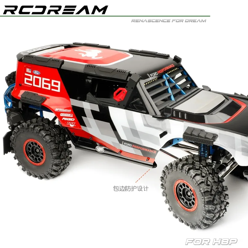 2 Stuks Gesimuleerde Side Pedaal Bottom Side Bar Auto Shell Side Rok Bescherming Bescherming Voor 1/8 Rc Crawler Auto Mejiaxin H8P