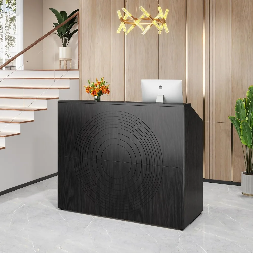 

Reception Desk, 47 inch Retail Counter w/Cable Grommet&Counter, for Lobby, Beauty Salon, Home Office Desk, Reception Desks