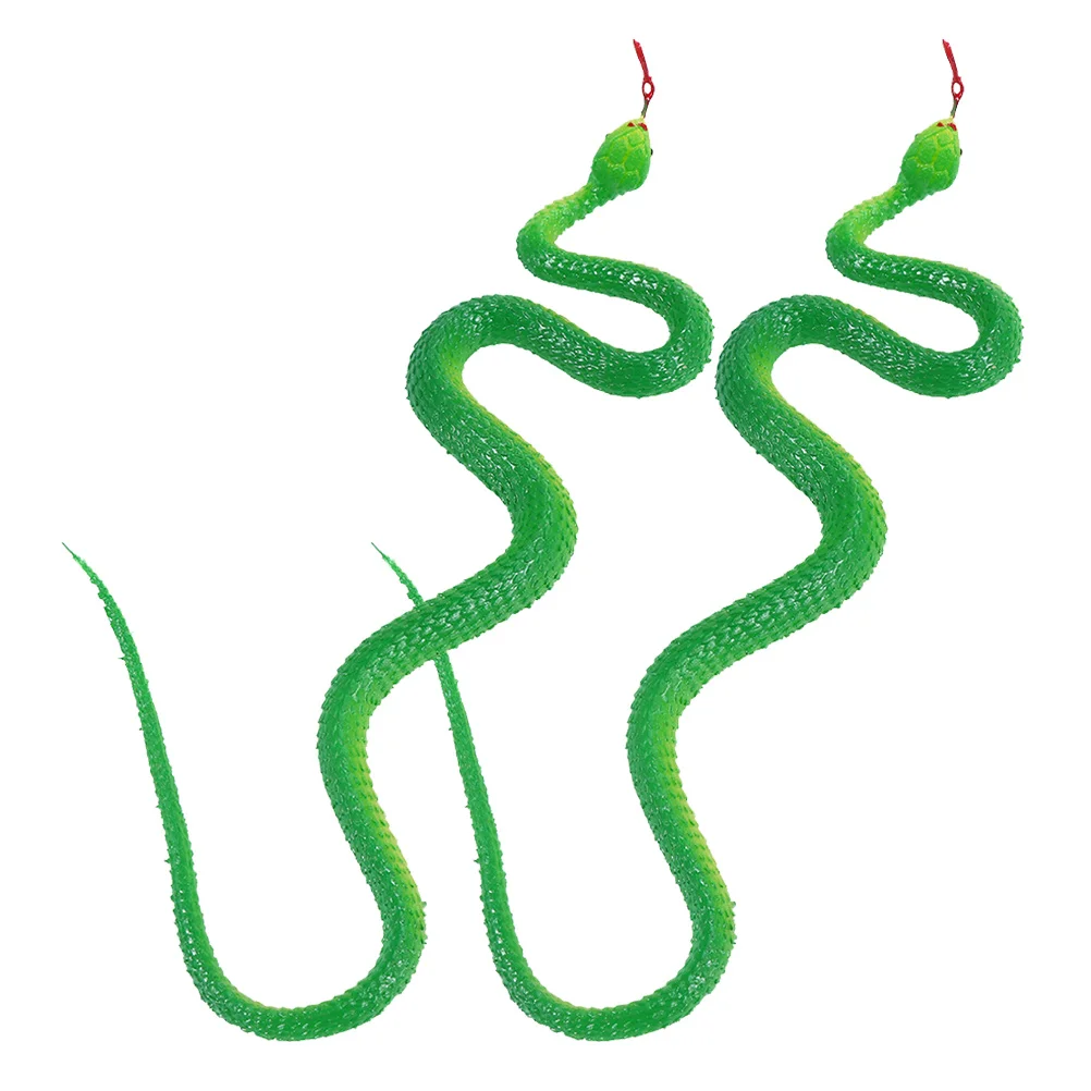 2 Pcs Man Toy Toys Snake Props Artificial Realistic Models Rubber Simulation Animal Figure Cognitive Small Figurines