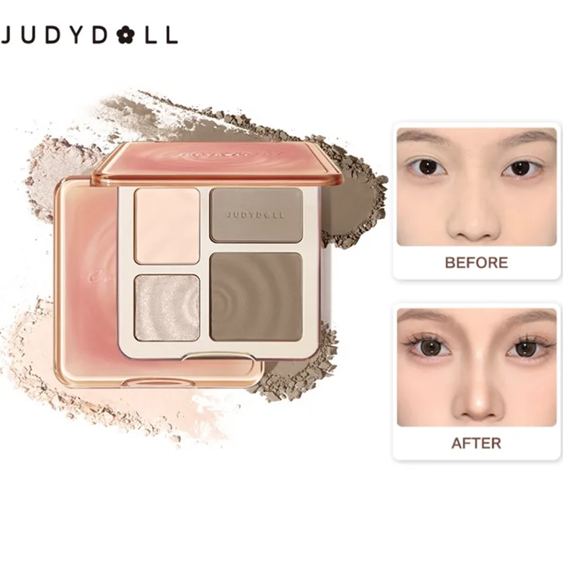 Judydoll ไฮไลท์คอนทัวร์อายแชโดว์เนื้อด้านเพิ่มความกระจ่างใสเป็นธรรมชาติติดทนนาน