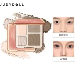 JUDYDOLL Highlight Contour Palette Natural Long-lasting High-gloss Trimming Eye Nose Shadow Matte Brightening Facial  Powder