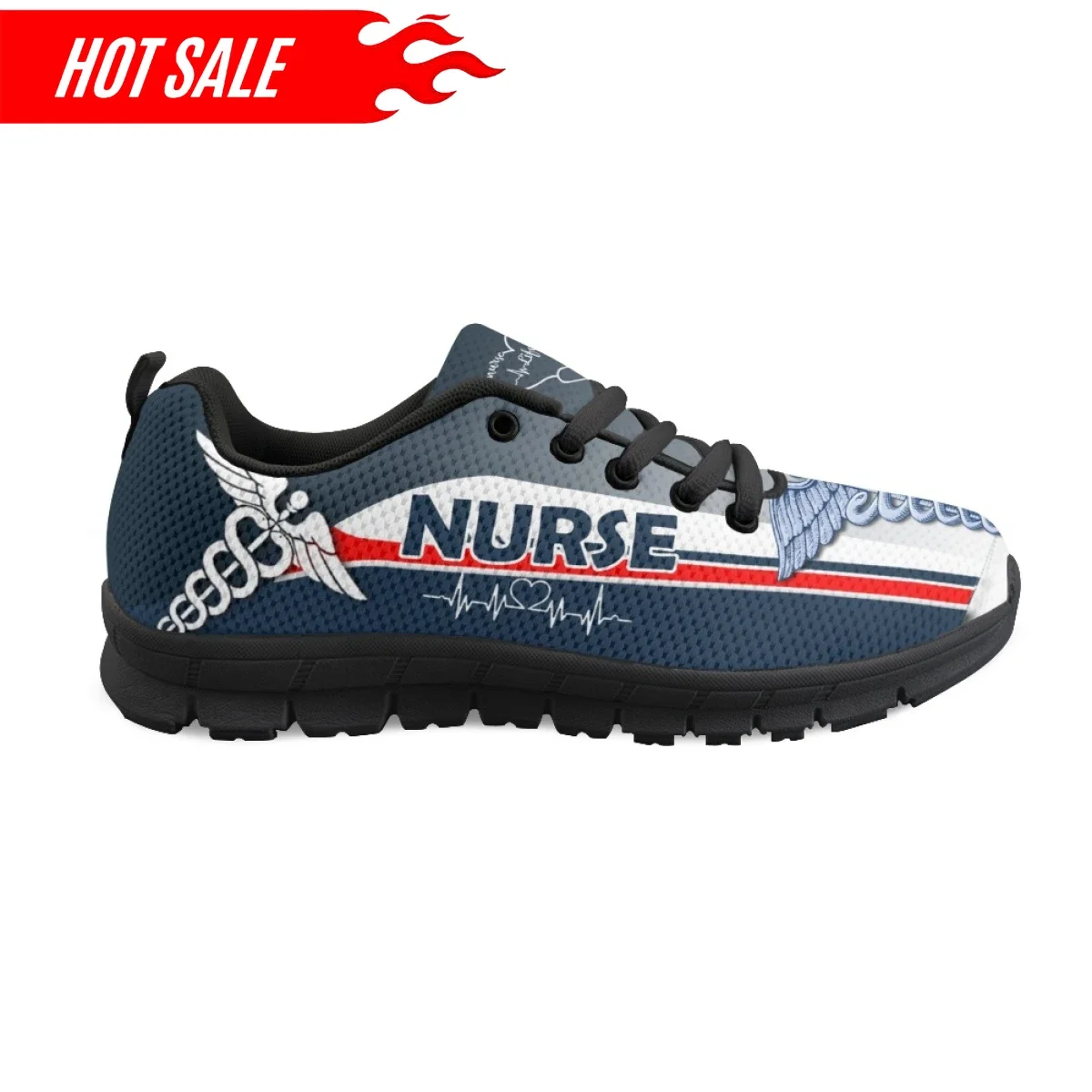 2023 Women Breathable Lace up Flat Shoes Lightweight Running Sneakers for Ladies EMT EMS Design Nurse Shoes Zapatos