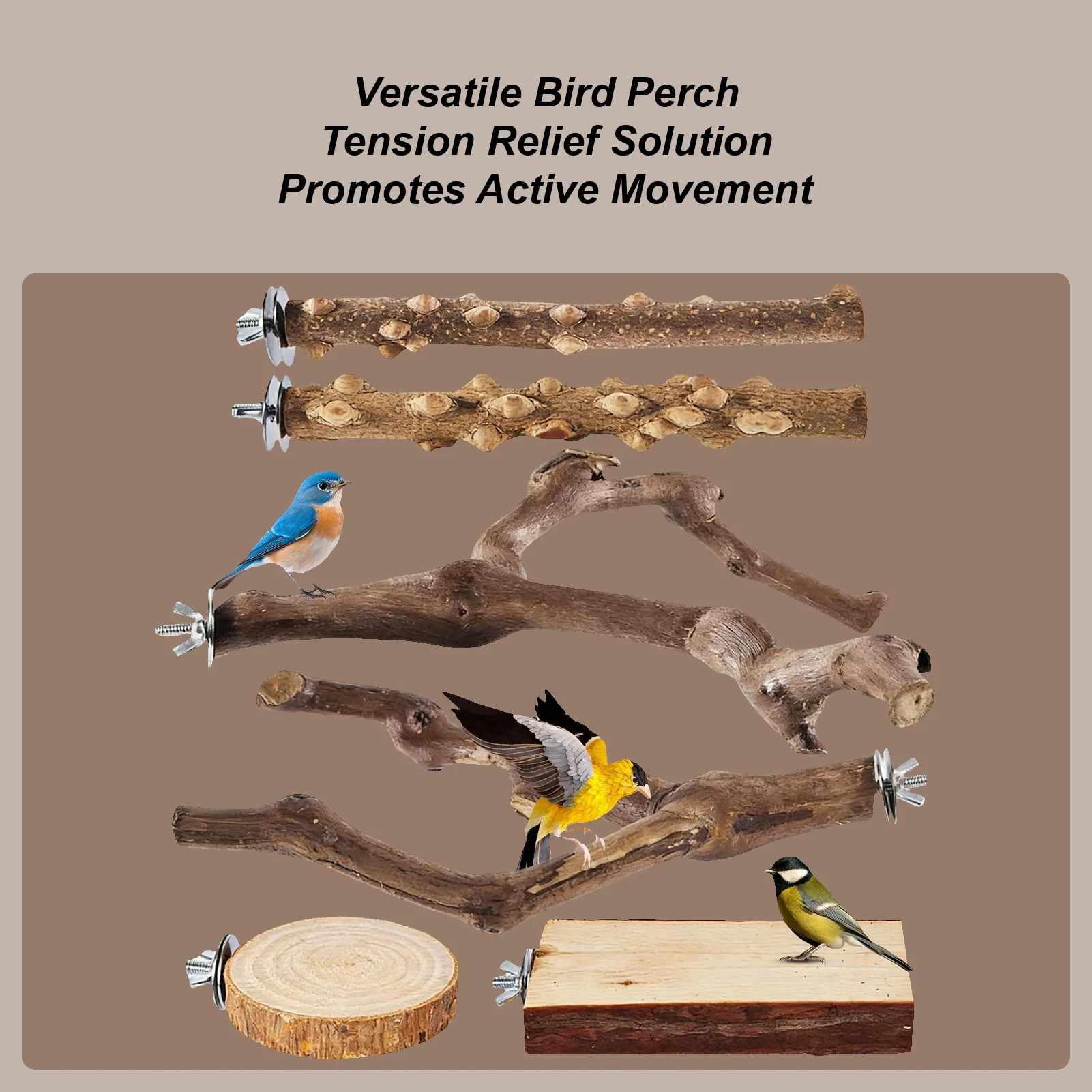 

Окунь для попугая, 6 шт., деревянные противоскользящие жердочки для птиц, клетка для кореллы, аксессуары для ара, корелла, неразлучник, зяблик, Conure