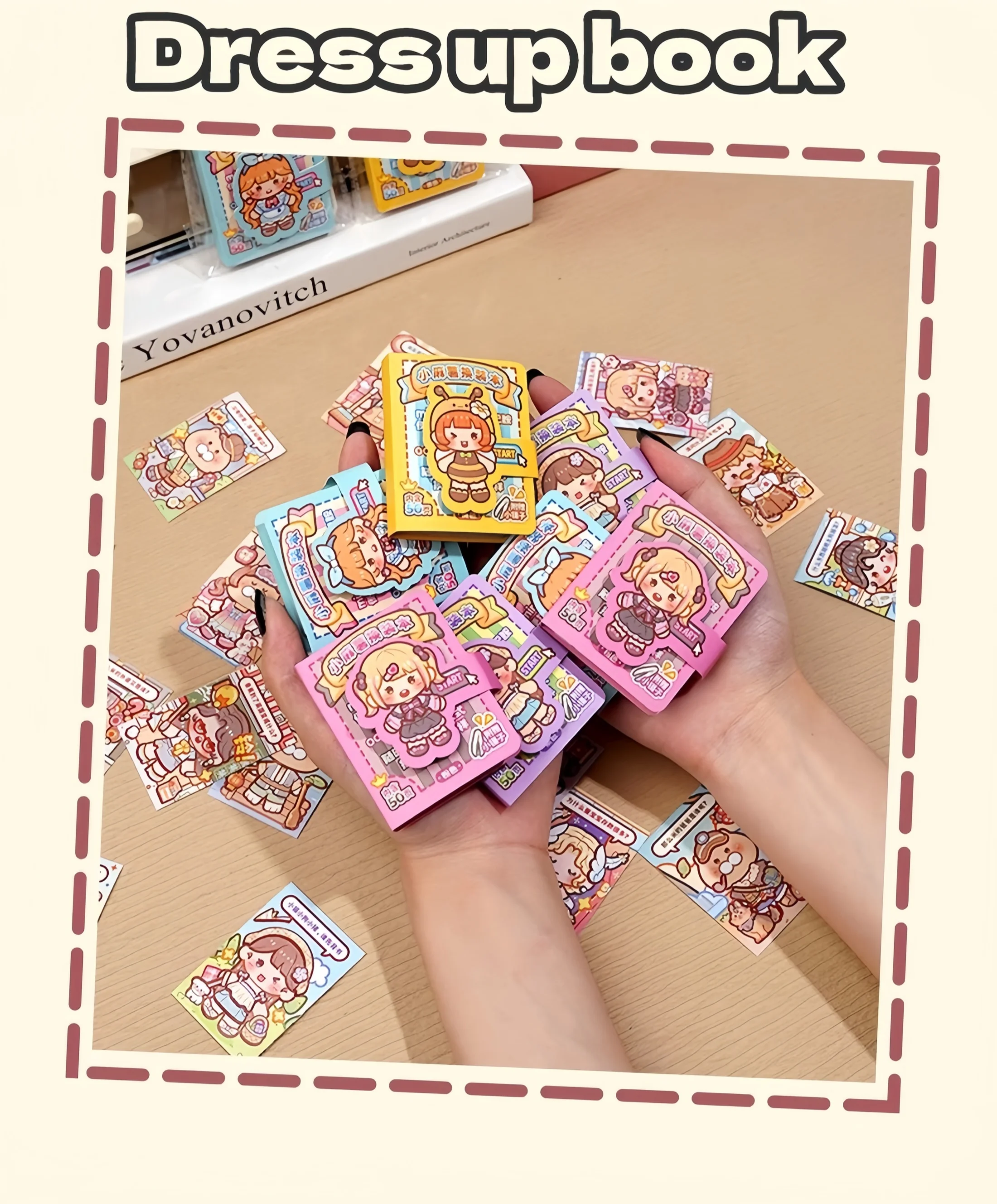 1 Mini Dress-Up Sticker Book, Small Bean-Sized Notebook, Easy to Carry in Your Pocket, Cute No-Cut Stickers for Journals, Creative Scene Dress-Up Sticker Book image 3