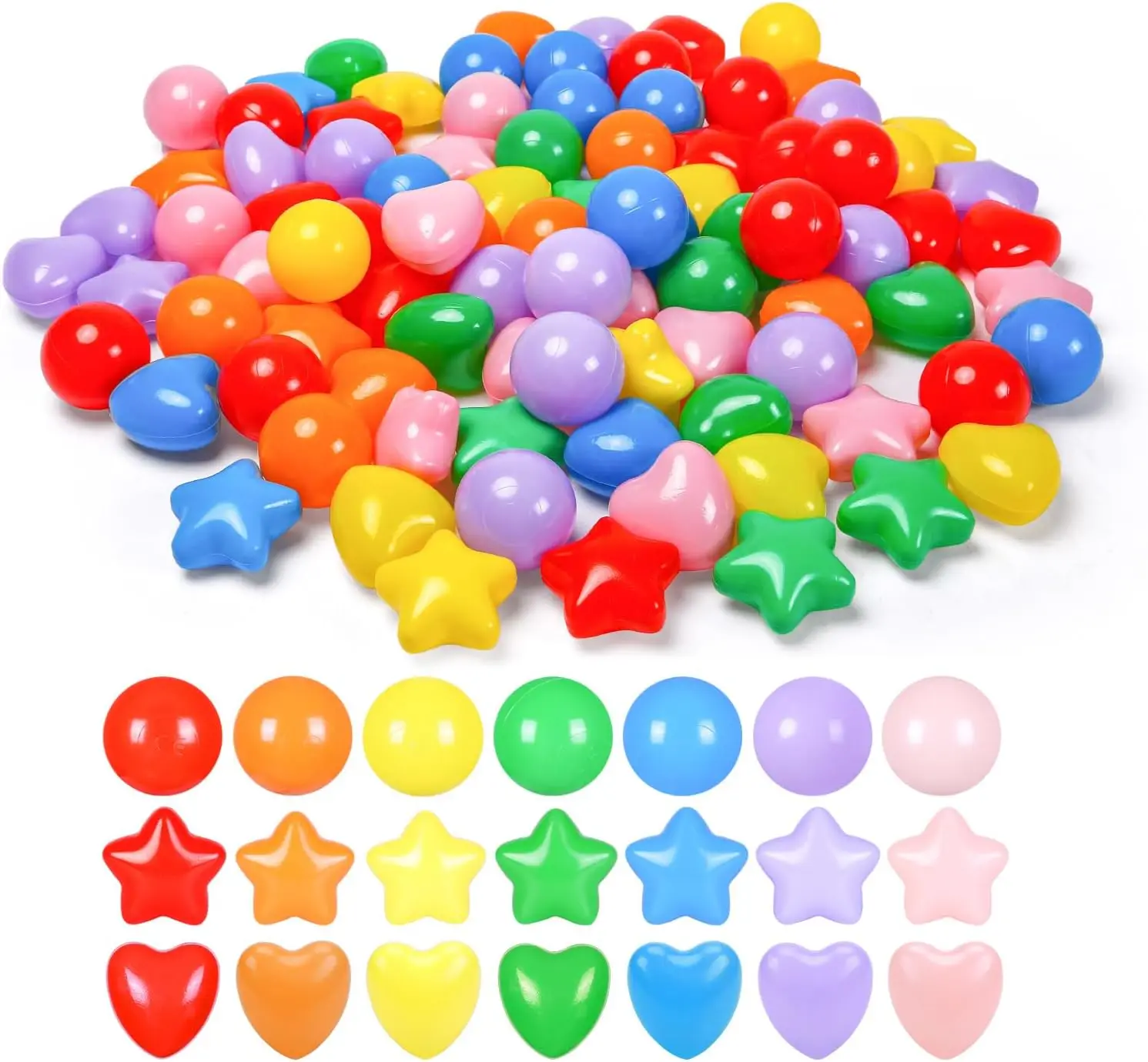 Ball Pit Ballen 100 Heldere Plastic Ballen voor Peuters Ftalaatvrij BPA-vrij Verpletterende Ballen in Herbruikbaar Speelspeelgoed voor Kinderen