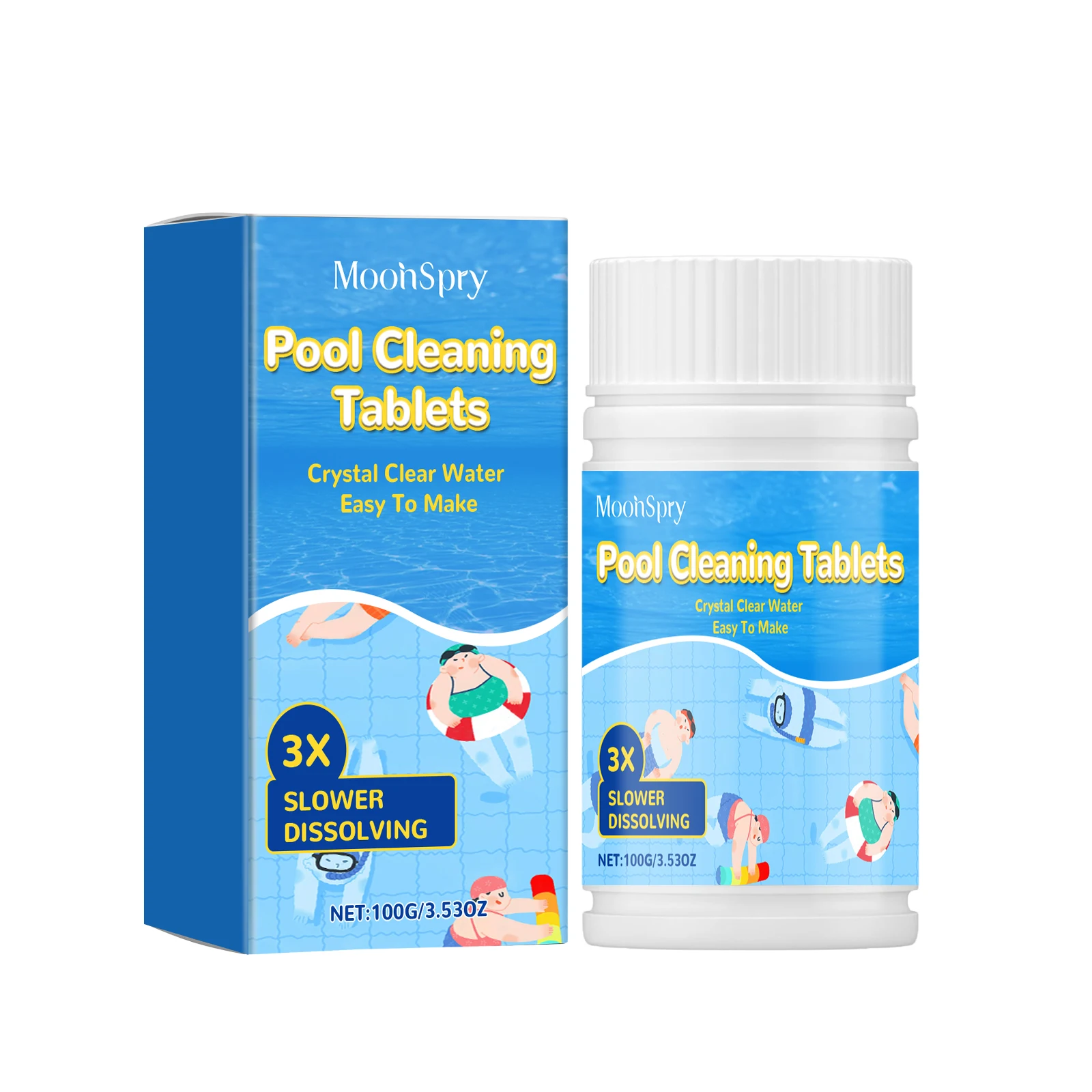 Pool Cleaning Tablets Multi-Purpose Effervescent Tablets for Clarifying, Deodorizing, and Removing Stains in Pool Water