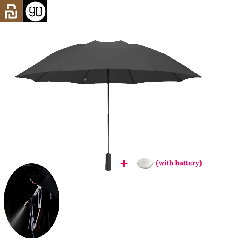 Youpin 90Fun 8K Automatic Reverse Folding Umbrella Led Luminous Windproof Wind Resistant Umbrella UPF50+ Anti UV With LED Light