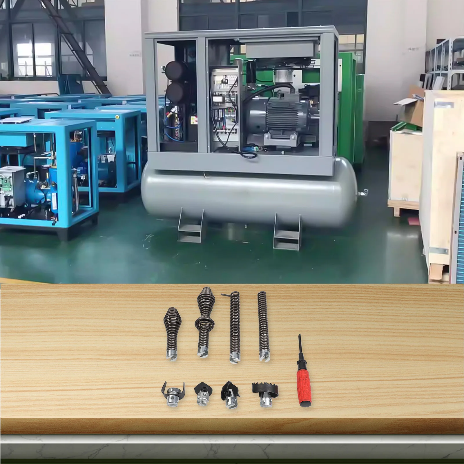 9pcs Drain Cleaning Accessories for Ridgid C8 Pipe Dredging Machine Including Cutter and Auger Set for Effective Plumbing Tasks