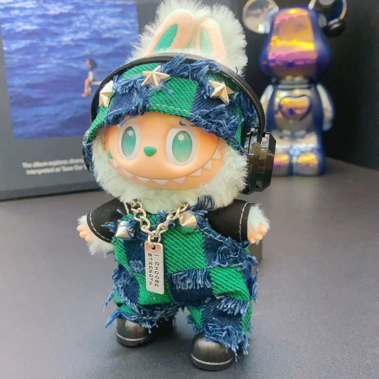 Vêtements de poupée Labubu Hip Hop américain 17CM V1 V2 V3, accessoires de vêtements de poupée, vêtements de poupée, cadeaux, ensemble pendentif de décoration