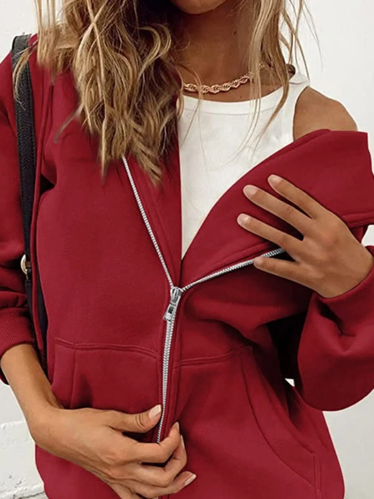 Thiened Zip ket Sweat à capuche Jaet Pure Color Street Sle Long Sve Manteau coupe ample pour femme 8-24 ans