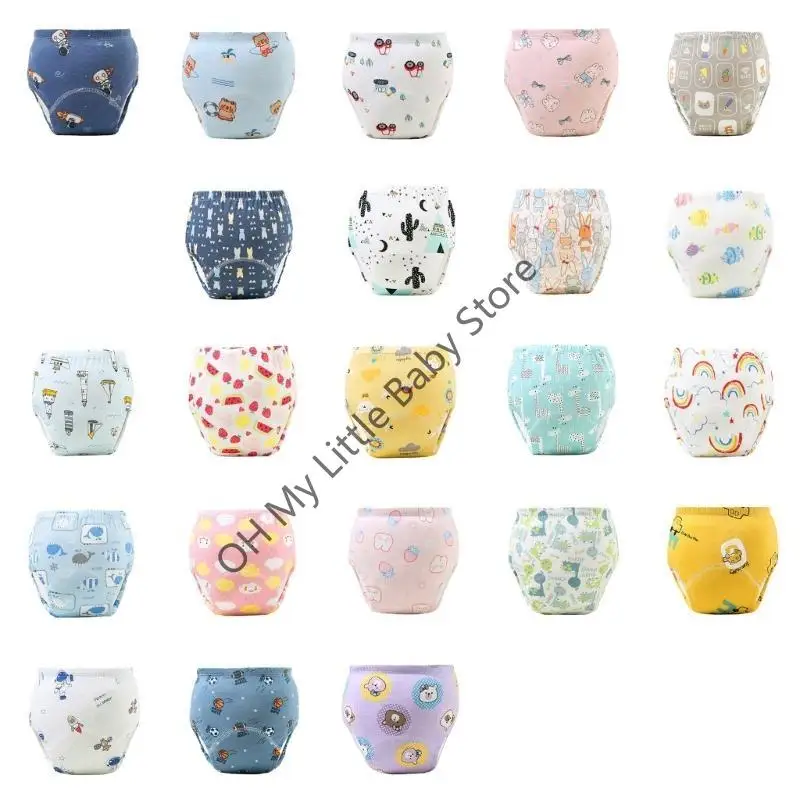 ملابس داخلية للتدريب على الأطفال الصغار بنمط الرسوم المتحركة M76C، سراويل حفاضات مضادة للتسرب وقابلة للغسل