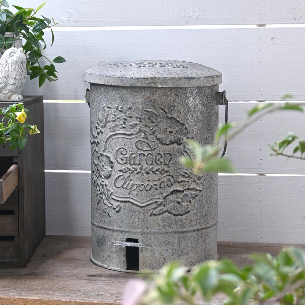 

Small Office Trash Can for Kitchen Trash Can Metal Rubbish Wastebasket Round Foot Pedal Garbage Container Bin Outdoor