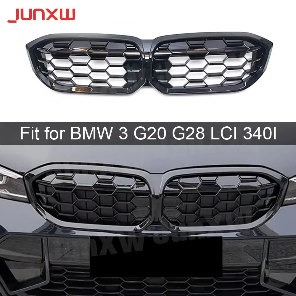 

ABS Front Bumper Foglamp Air Vent Trim Mesh Grille Covers for BMW 3 G20 G28 LCI 340I 2023+ Front Grill Frame Car Styling