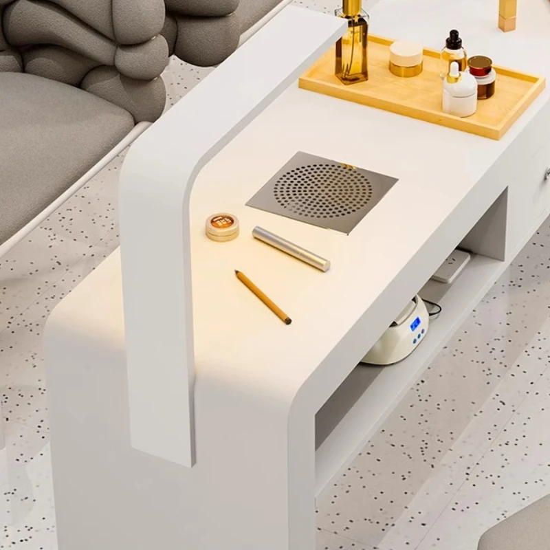 Moderner Staubsammler-Nageltisch, ausgefallener Schönheits-Designer-Nagelschreibtisch aus Holz, Salon-Workstation, luxuriöse Mesas Manicuristas-Möbel