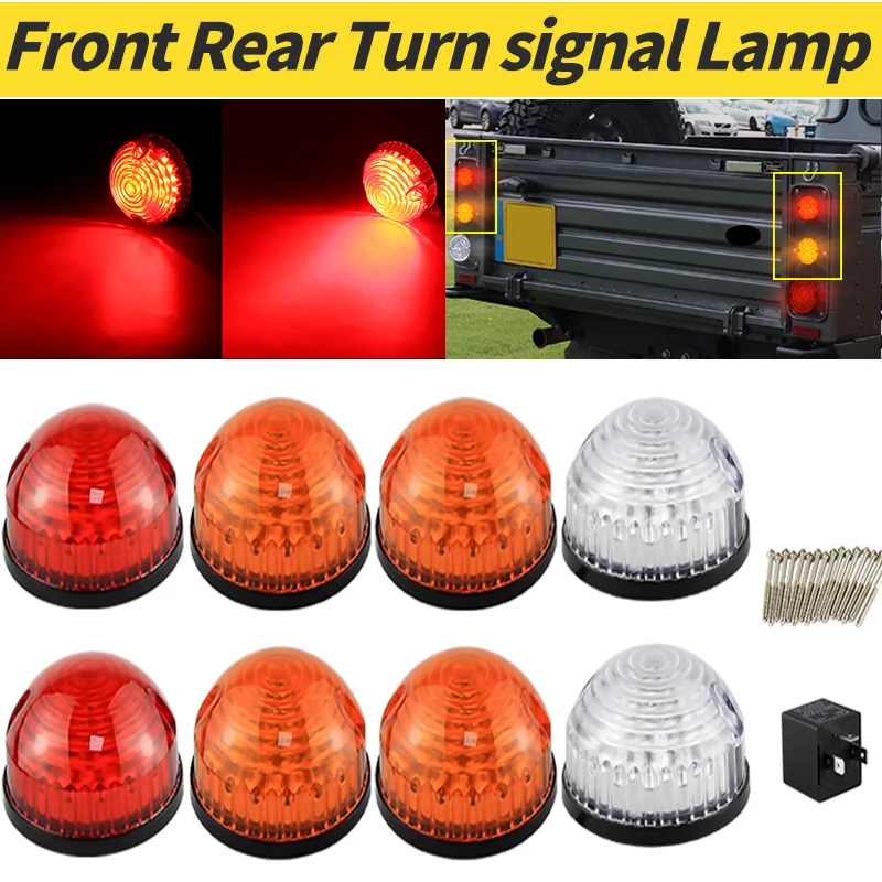 8PCS LED Front Rear Indicatior Signal Lamp For Land Rover Defender 1990-2016 Defender 90 110 1983-1990 Front&Tail Position Light