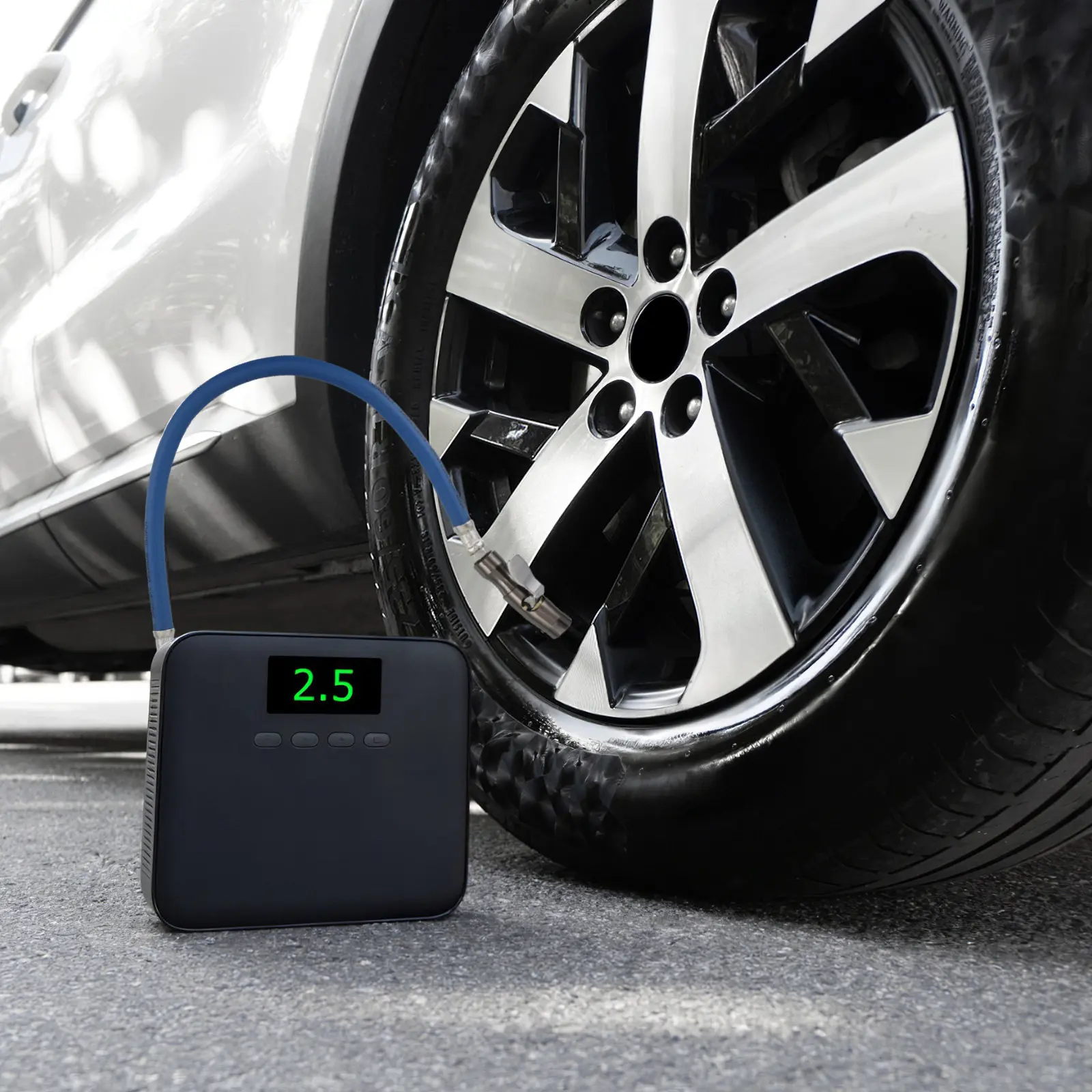 Tire Inflator Hose Adapter Self-Locking Chuck Copper Rubber Construction Portable Lightweight Extension Tube for Car Air