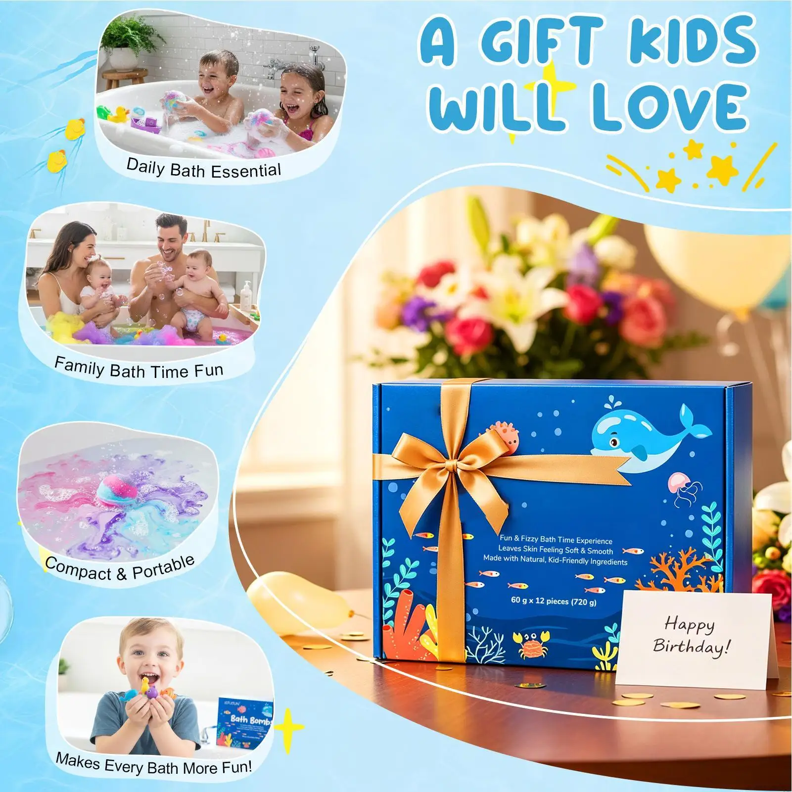 Bath Ball For Girls Fun Safe Sea Salt Essential Oil Bath Ball Gift Box Toys Inside Bath Shower Ball For Boys Girls Bathtub Famil