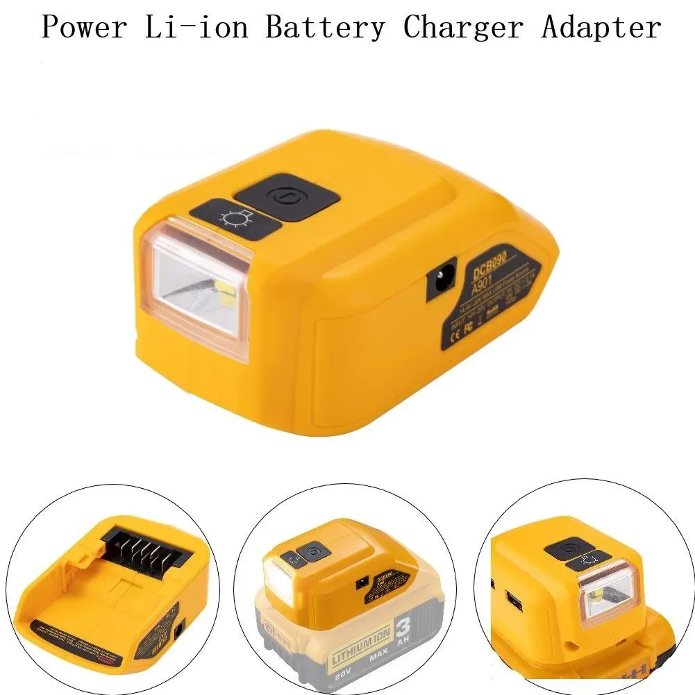 

Brand New Battery Converter Power Source Charger ​DCB090 Adapter For DEWALT 14.4V/20V LED 140lm MAX USB+Type C