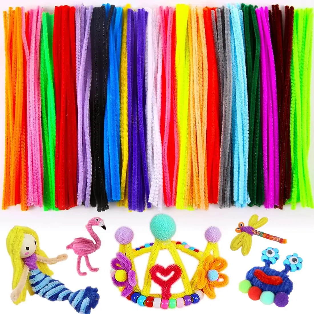 500 Pieces Black Pipe Cleaners Craft Chenille Stems for Kids DIY Art and Craft Projects Decorations