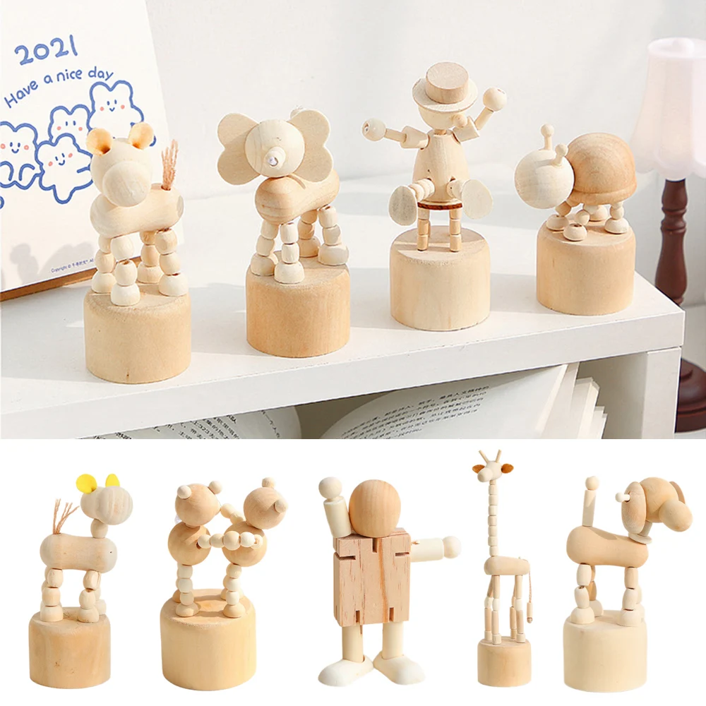 New Creative Animal Shape The Joints Can Move Birthday Gift  Home Tabletop Ornaments Wooden Handicraft Home Room Decoration