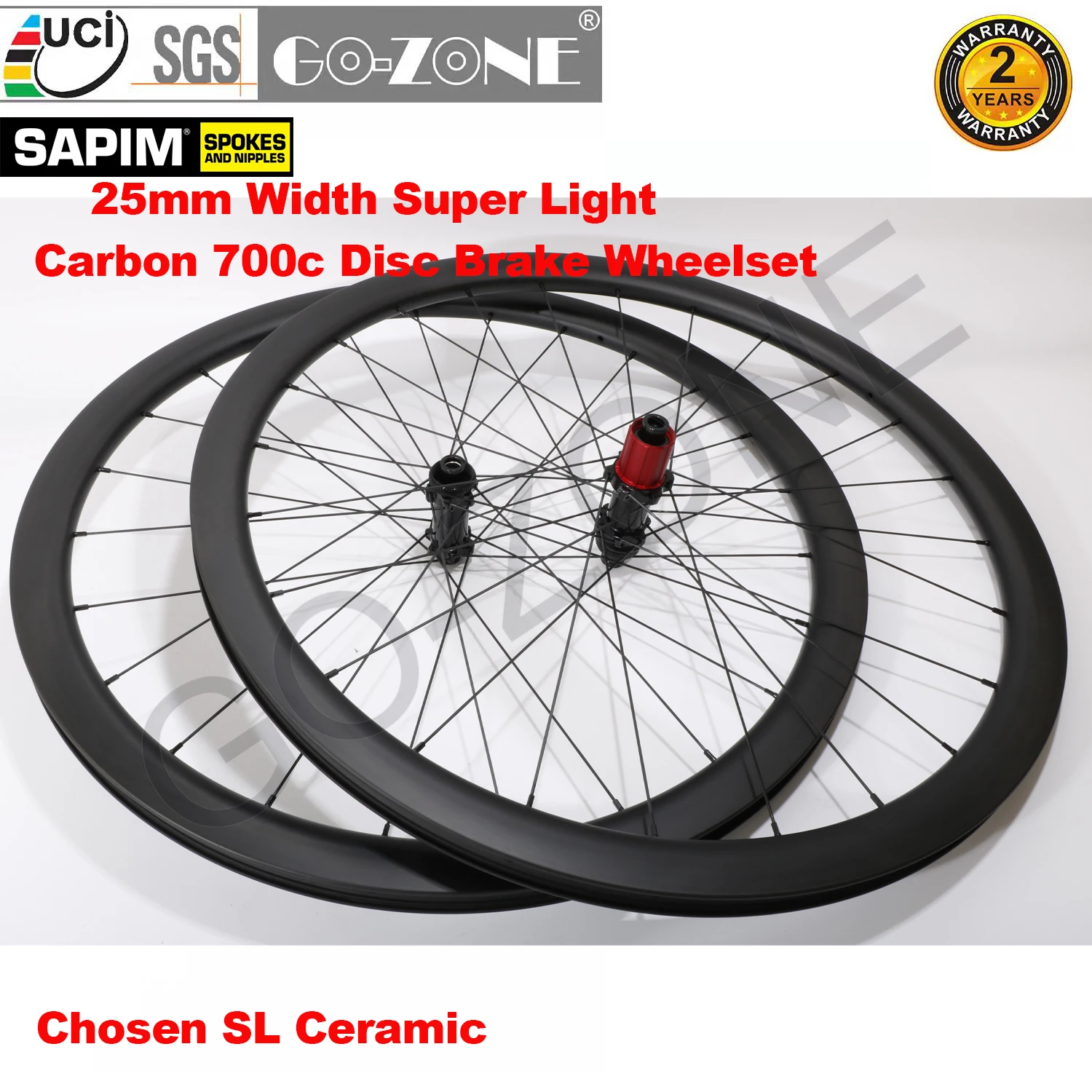 

Super Light Multiple Specifications Clincher Tubeless Carbon Wheelset Disc Brake 700c Chosen SL Ceramic Sapim Carbon Road Wheels