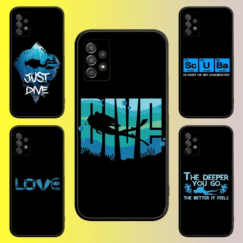 

Scuba Diving Phone Case For Samsung Galaxy A13,A21s,A22,A31,A32,A52,A53,A71,A80,A91 Soft Black Shell