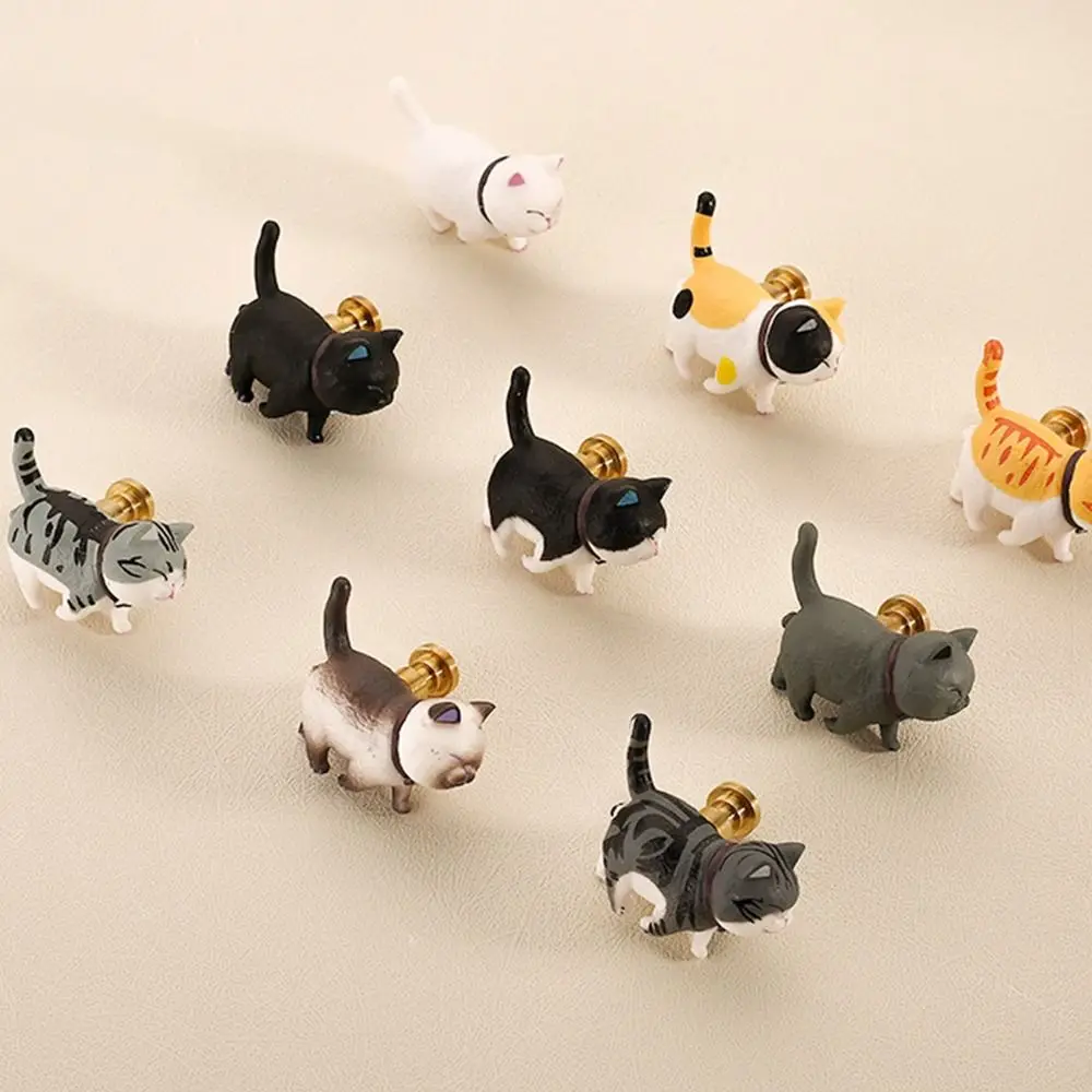 1Pc Cute Cartoon Cat Drawer Handle Wardrobe Cupboard Drawer Resin Pull Knob with Screw High-quality Furniture Hardware