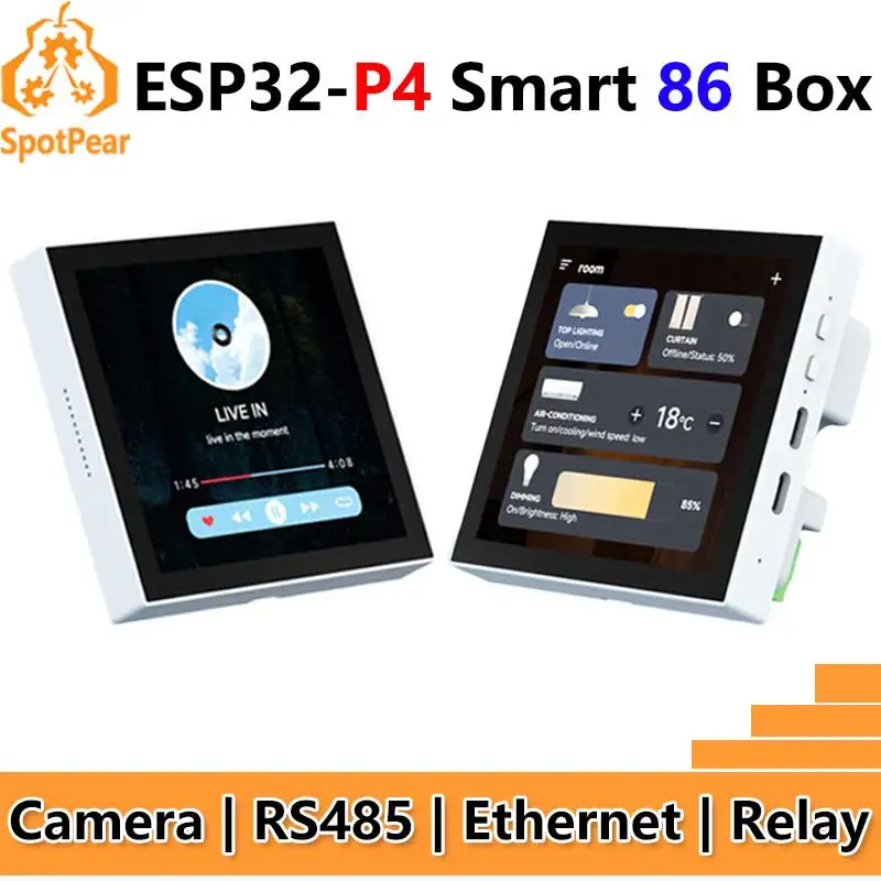 

ESP32-P4 Smart 86 TV Box Макетная плата 4-дюймовый дисплей 720x720 Сенсорный экран RS485 Реле Камера RJ45 ETH