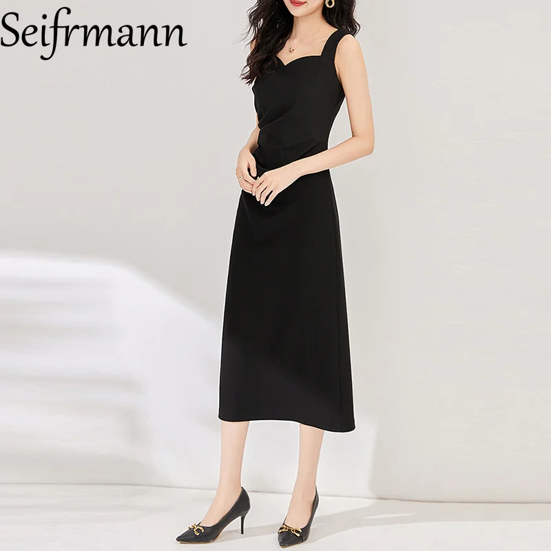 Seifrmann Women's Elegant Party Solid Dress Summer Sweetheart Neck Spaghetti Strap Party Prom A-Line Dresses