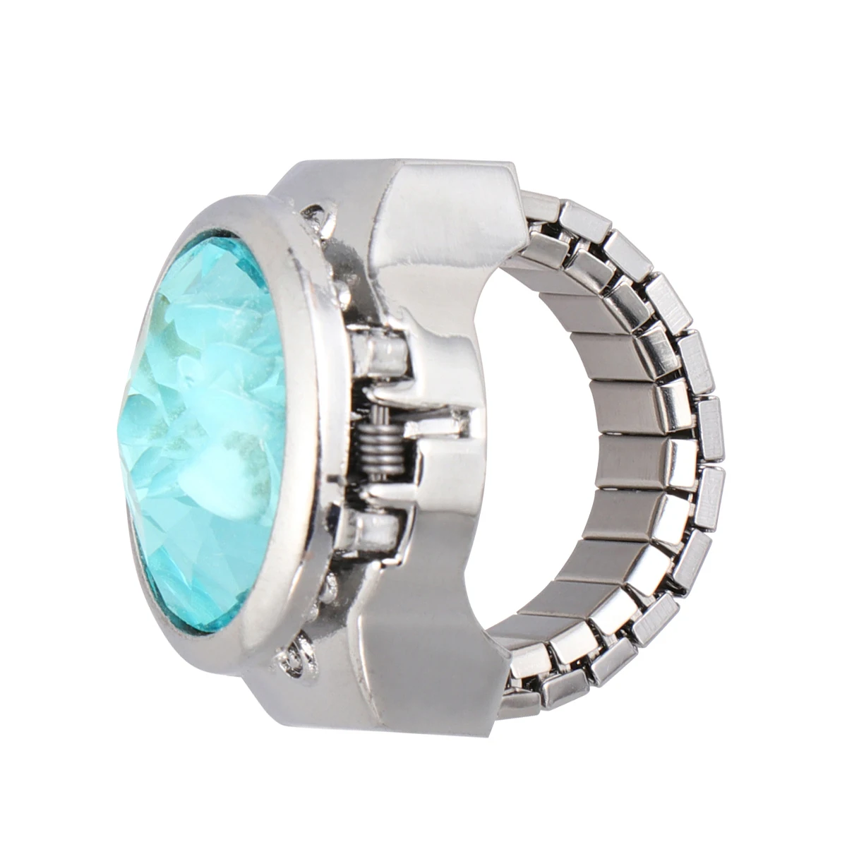 

Oval Watch Shaped Finger Ring Lake Blue Stylish Quartz Mini Watch Ring Fashionable Accessories Gift for Men Women