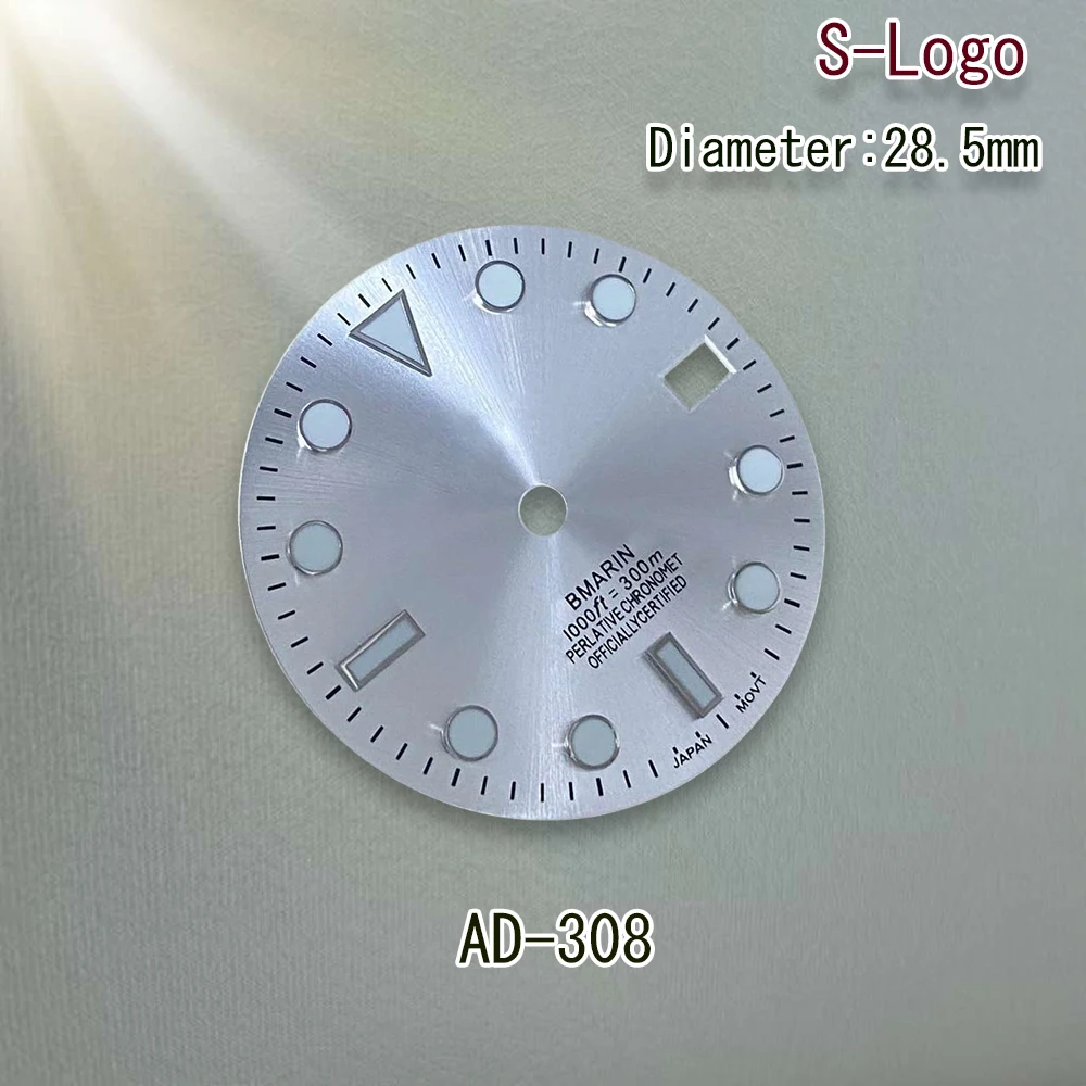 Циферблат с логотипом S, 28,5 мм, циферблат NH35, циферблат SUB, подходит для механизма NH35/NH36/4R/7S C3, зеленый светящийся 3/3,8/4,2, аксессуары для модификации часов