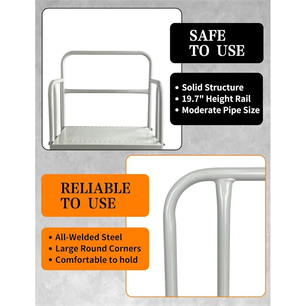 سلم متدرج للمستودعات، واقي حافة فينيل عريض، خطوة علوية 39.4 بوصة، سعة 445 رطل