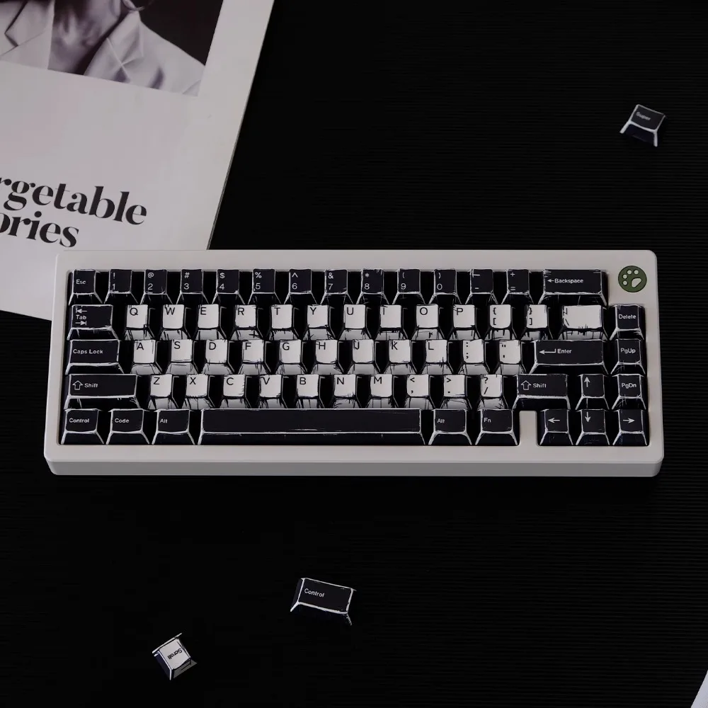 

141 Keys Black White Comics Theme Cherry Height PBT Five Sided Sublimation For 61 68 75 87 104 108 Mechanical Keyboard