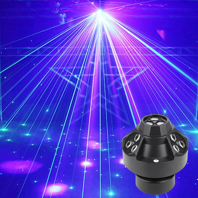 

New Years Night Rotate Laser Light 4in1 Effect RGB Moving Head LED Rotating Pattern Beam Lamp Disco DJ Wedding Party DMX Stage