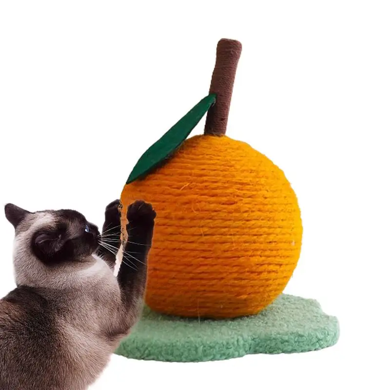 

Round Cat Scratcher Sisal Safe Scratch Ball For Cat In Orange Shape Interactive Unique Stable Relaxing Supplies Multifunctional