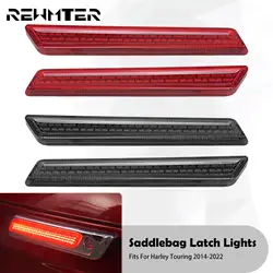 Motorcycle LED Saddlebag Latch Lights Smoke/Red Lens Lamp For Harley Touring CVO Street Road Electra Glide Limited 2014-2021