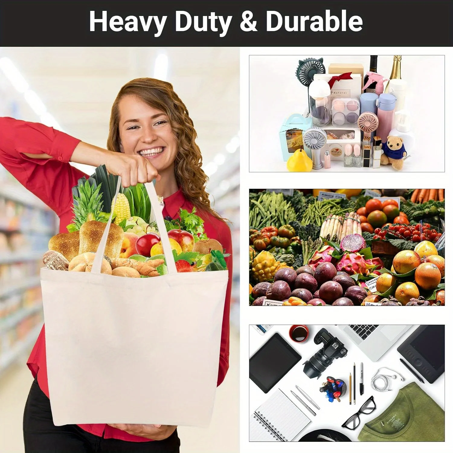 DIY Canvas Tote Bags,Blank on Both Sides for Creative Designs - Suitable for Painting, Embroidery, and Thermal Transfer