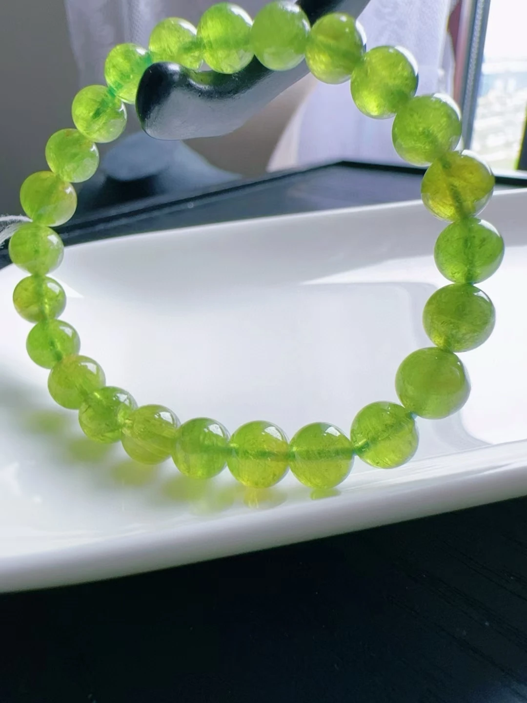 Natural Green Tourmaline Carved Clear Beads Bracelet 7.4mm Apple Green Tourmaline Women Men Jewelry AAAAAAA